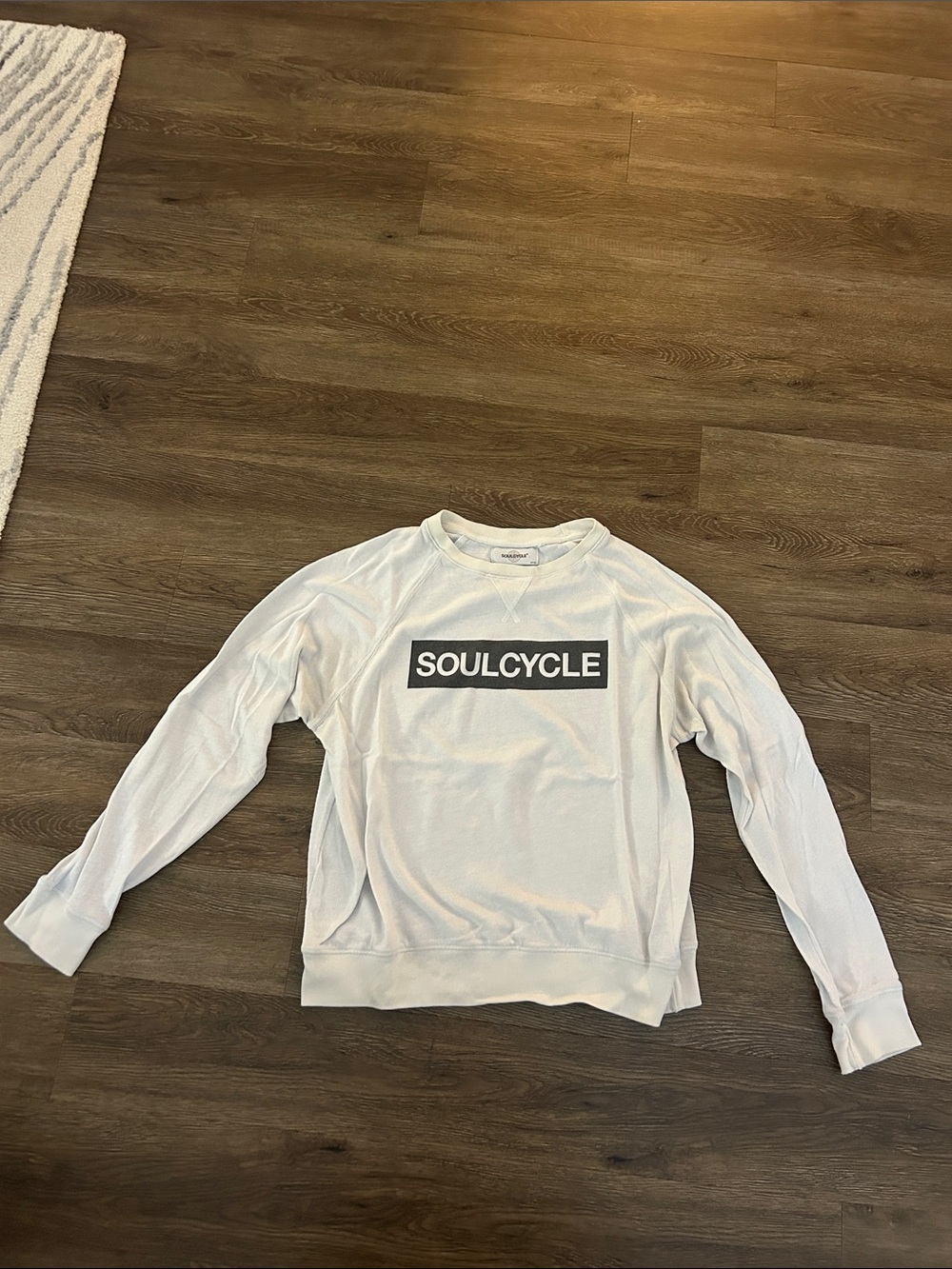 soulcycle White Crewneck Sweatshirt with Black Logo size small